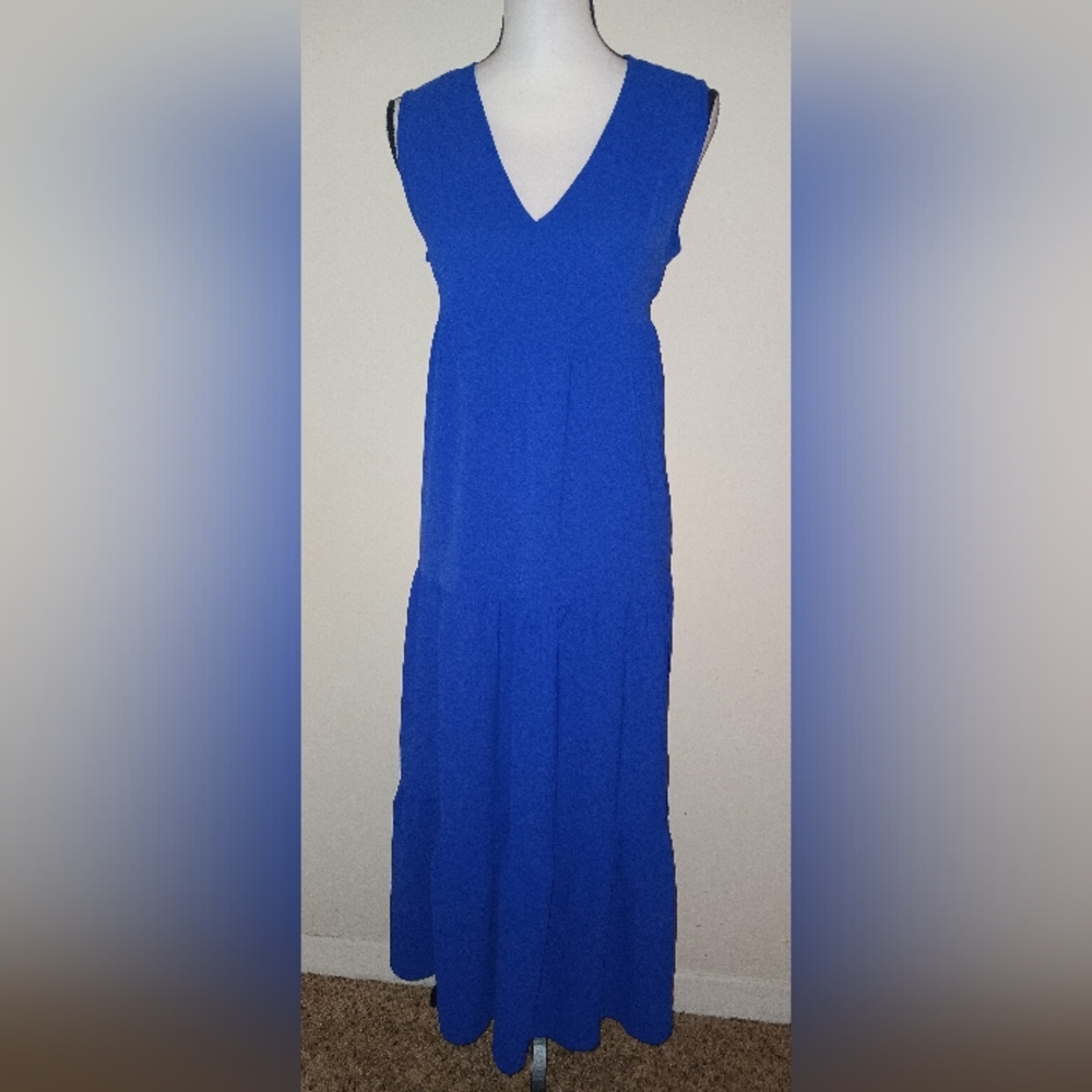Elegant Blue Sleeveless Prairie Dress SZM/L